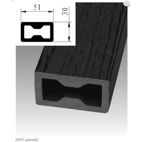   WPC Teraszburkolat párnafa  30mm x 51mm (fekete)(5800mm) (3m/m2)