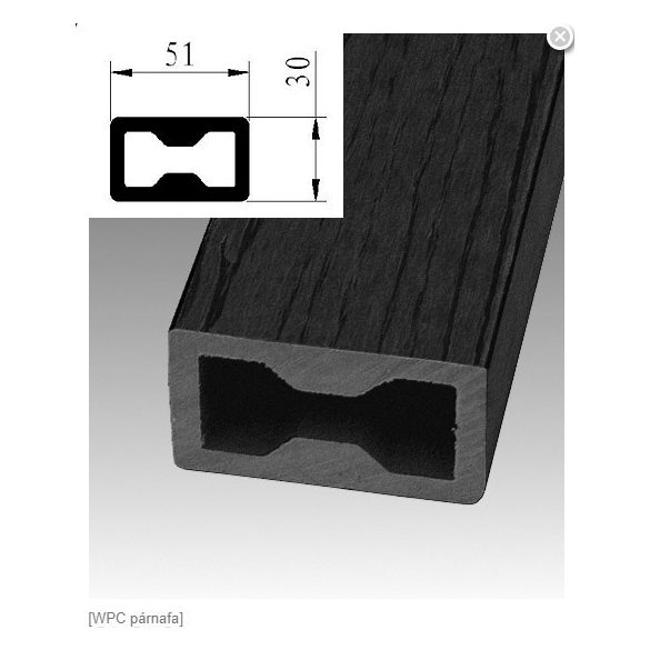 WPC Teraszburkolat p rnafa 30mm x 51mm fekete 5800mm 3m